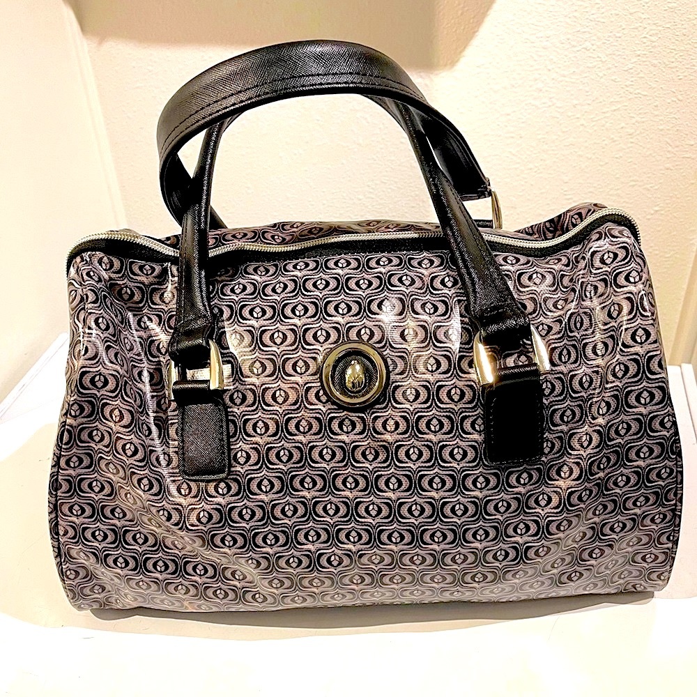 btL large beetle vegan satchel bag purple black